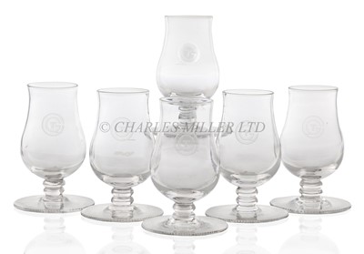 Lot 127 - A SET OF SIX LIQUEUR GLASSES BY DAUM FOR FIRST CLASS LOUNGE ABOARD THE S.S. 'NORMANDIE', CIRCA 1935