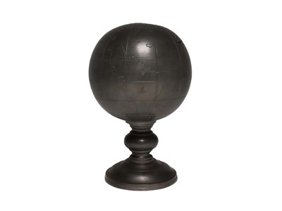 Lot 60 - A CHINESE PEWTER TOBACCO JAR MODELLED AS A GLOBE, CIRCA 1930