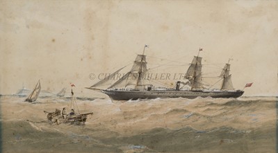 Lot 4 - RICHMOND W. MARKES (BRITISH, ACT. 1890-1920) - An Inman liner off the Old Head of Kinsale bound for America, circa 1880