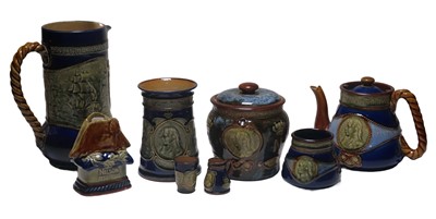 Lot 137 - A GROUP OF TRAFALGAR CENTENARY LAMBETH WARE BY ROYAL DOULTON, CIRCA 1905