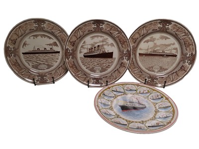 Lot 25 - A SET OF THREE IRONSTONE TRANSFERWARE DINNER PLATES BY MASON'S