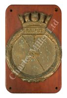 Lot 103 - A CAST BRASS SCREEN BADGE FROM I.N.S. RAJPUT (EX.-H.M.S. ROTHERHAM), CIRCA 1949