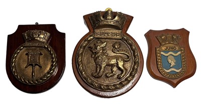 Lot 38 - A COLLECTION OF NAVAL SHIP'S BADGES
