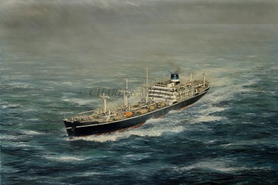 Lot 125 - δ ROBERT G. LLOYD (BRITISH, B. 1969) - The T.& J. Brocklebank Ltd line passenger cargo M.V. 'Markhor' outward bound with deck cargo for Calcutta circa 1971