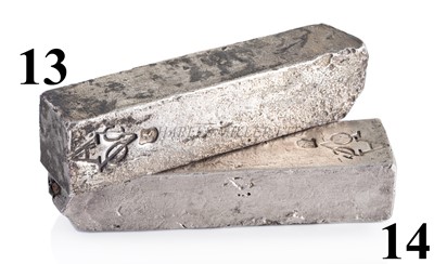 Lot 13 - A DUTCH EAST INDIA COMPANY (V.O.C.) SILVER INGOT SALVAGED FROM THE 'ROOSWIJK' CARGO, CIRCA 1739