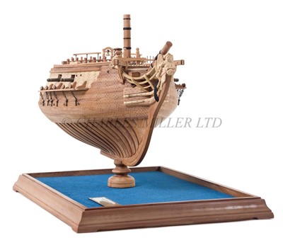 Lot 136 - A WELL-PRESENTED 1:32 SCALE BOW SECTION MODEL FOR H.M.S. 'RENOWN' [1749] (EX-FLAME; EX-'RENOMMÉE', 1745)