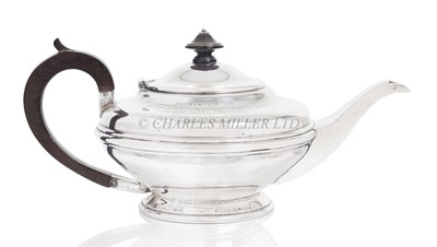 Lot 272 - A GEORGE V SILVER TEAPOT PRESENTED TO EDWARD MCDONALD OF THE SHIPWRECKED MARINERS SOCIETY, 1919