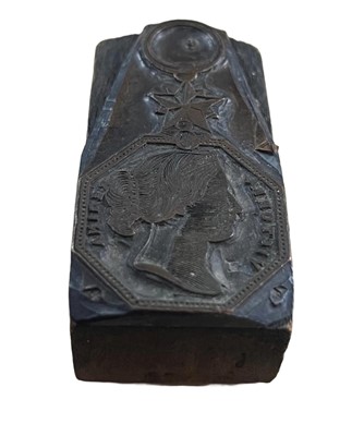 Lot 213 - A STATIONERY PRINTING BLOCK FOR THE ARTIC MEDAL, 1818-1855