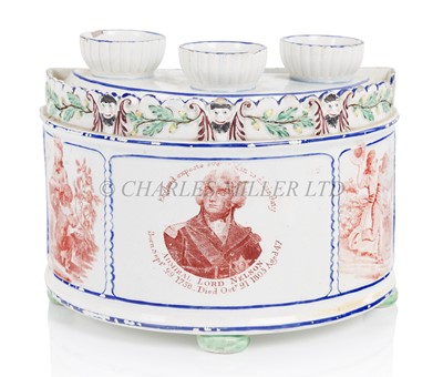 Lot 187 - A RARE COMMEMORATIVE NELSON CREAMWARE BOUGH POT, ATTRIBUTED TO THE HERCULANEUM FACTORY CIRCA 1806