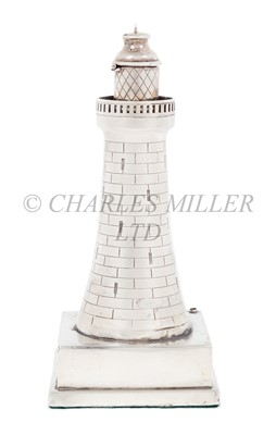 Lot 90 - A NOVELTY SILVER ELECTRIC LIGHTHOUSE LIGHTER BY SHORT & MASON, BIRMINGHAM, 1931