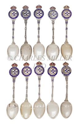 Lot 105 - ORIENT LINE, A COLLECTION OF OCEAN LINER SILVER, ENAMEL AND SILVER-PLATED SOUVENIR SPOONS
