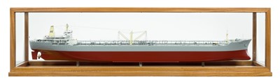Lot 119 - A 1:200 SCALE BUILDER'S BOARDROOM MODEL FOR THE TURBINE TANKER 'BARBRO', BUILT BY KIELER HOWALDTSWERKE, KIEL FOR ARTHUR MATHIESEN, OSLO, 1965