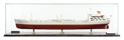 Lot 124 - A 1:150 SCALE BUILDER'S BOARDROOM MODEL OF THE TANKER 'VIBIT', BUILT BY GOTAVERKEN FOR DITLEV-SIMONSEN & CO., OSLO, 1963
