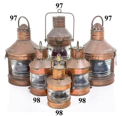 Lot 98 - A SET OF COPPER AND BRASS BOW LAMPS, CIRCA 1943