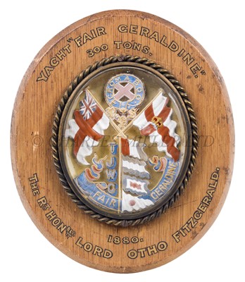 Lot 47 - AN INTERESTING DECORATIVE PLAQUE FOR THE STEAM YACHT 'FAIR GERALDINE', 1880