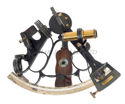 Lot 13 - A 7IN. RADIUS BELL-FRAME VERNIER SEXTANT BY HEATH & CO., CIRCA 1914