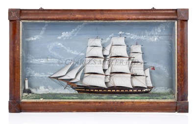 Lot 24 - A SAILOR'S PICTURE HALF-MODEL/SHADOW BOX FOR A PACKET SHIP, CIRCA 1860