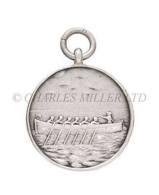 Lot 249 - A SILVER ROWING PRIZE FOB FROM H.M.S. 'DANAE', 1923