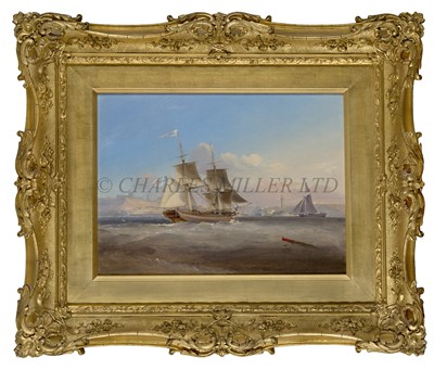 Lot 26 - GEORGE CHAMBERS SENIOR (BRITISH, 1803-1840) - The whaler 'Hebe' running into Whitby harbour with the Abbey beyond