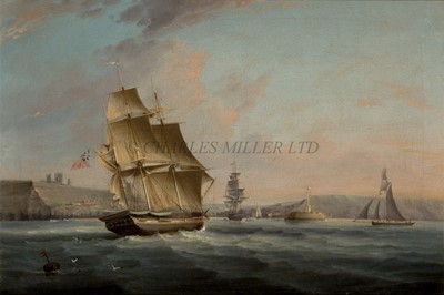 Lot 25 - GEORGE CHAMBERS SENIOR (BRITISH, 1803-1840) - The whaler 'Camden' approaching Whitby with the abbey beyond