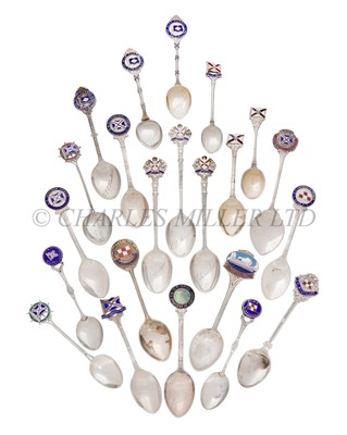 Lot 36 - A COLLECTION OF OCEAN LINER SILVER, ENAMEL AND SILVER-PLATED SOUVENIR SPOONS
