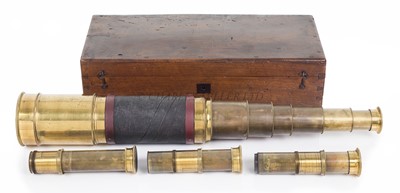 Lot 306 - A 3IN. FIVE DRAW ASTRONOMICAL REFRACTING TELESCOPE, FRENCH, CIRCA 1850