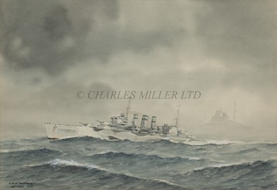 Lot 263 - δ ERIC ERSKINE CAMPBELL TUFNELL (1888-1978) - H.M.S. 'Suffolk' in dazzle camouflage on patrol 23rd May 1941
