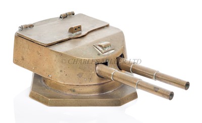 Lot 240 - A MODEL GUN TURRET FROM METAL OFF THE SCUTTLED IMPERIAL GERMAN BATTLESHIP 'HELGOLAND', 1922