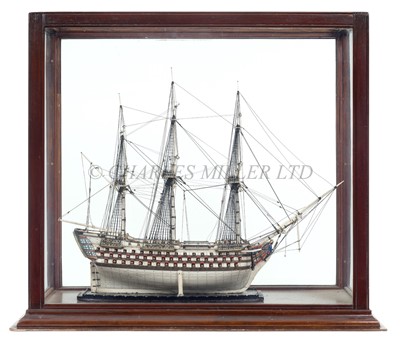 Lot 9 - A EARLY 19TH CENTURY FRENCH NAPOLEONIC PRISONER-OF-WAR BONE SHIP MODEL