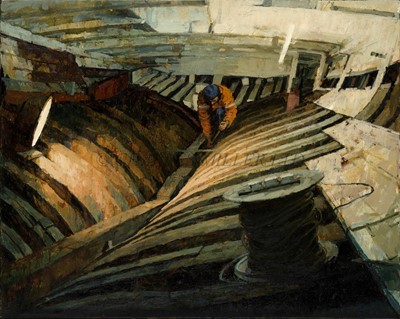 Lot 72 - δ RICHARD DACK (BRITISH, B. 1944) - Refitting Provident I 1998