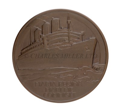 Lot 66 - A LARGE BRONZE MEDALLION STRUCK BY THE ROYAL MINT COMMEMORATING THE MAIDEN VOYAGE OF THE R.M.S. 'QUEEN MARY', 1936