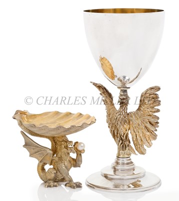 Lot 39 - A SILVER-GILT SALT COMMEMORATING THE BIRTH OF PRINCE WILLIAM, PRESENTED TO THE WORSHIPFUL COMPANY OF SHIPWRIGHTS