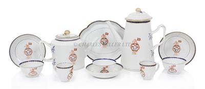 Lot 17 - A CHINESE EXPORT PORCELAIN ARMORIAL PART TEA SERVICE FOR THE WORSHIPFUL COMPANY OF SHIPWRIGHTS FROM THE QIANLONG PERIOD, CIRCA 1790