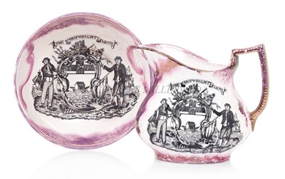 Lot 21 - A 19TH CENTURY SHIPWRIGHTS COMPANY LUSTREWARE JUG AND BOWL