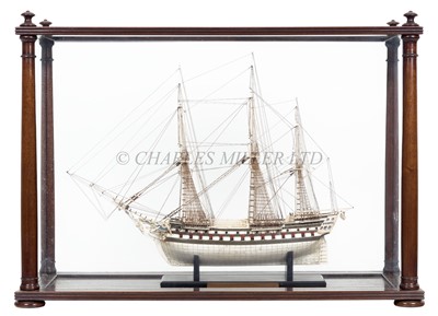 Lot 149 - A FINE 19TH CENTURY NAPOLEONIC FRENCH PRISONER-OF-WAR BONE MODEL FOR A 74-GUN SHIP