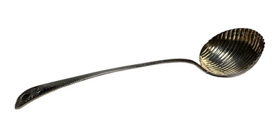 Lot 160 - A GEORGE III SILVER SOUP LADLE BY PAUL CRESPIN, LONDON, 1763