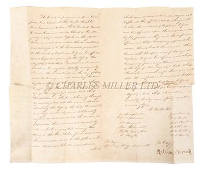 Lot 118 - A COURTS MARTIAL WITH NELSON'S SIGNATURE AND COMMENTS, 1804