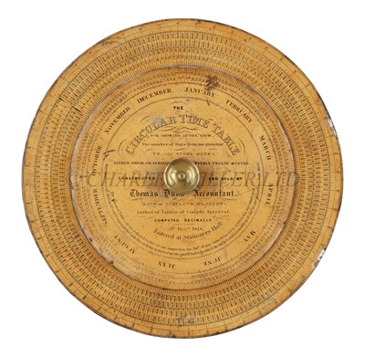 Lot 310 - A RARE 'CIRCULAR TIME TABLE' BY THOMAS DUNN, CIRCA 1818