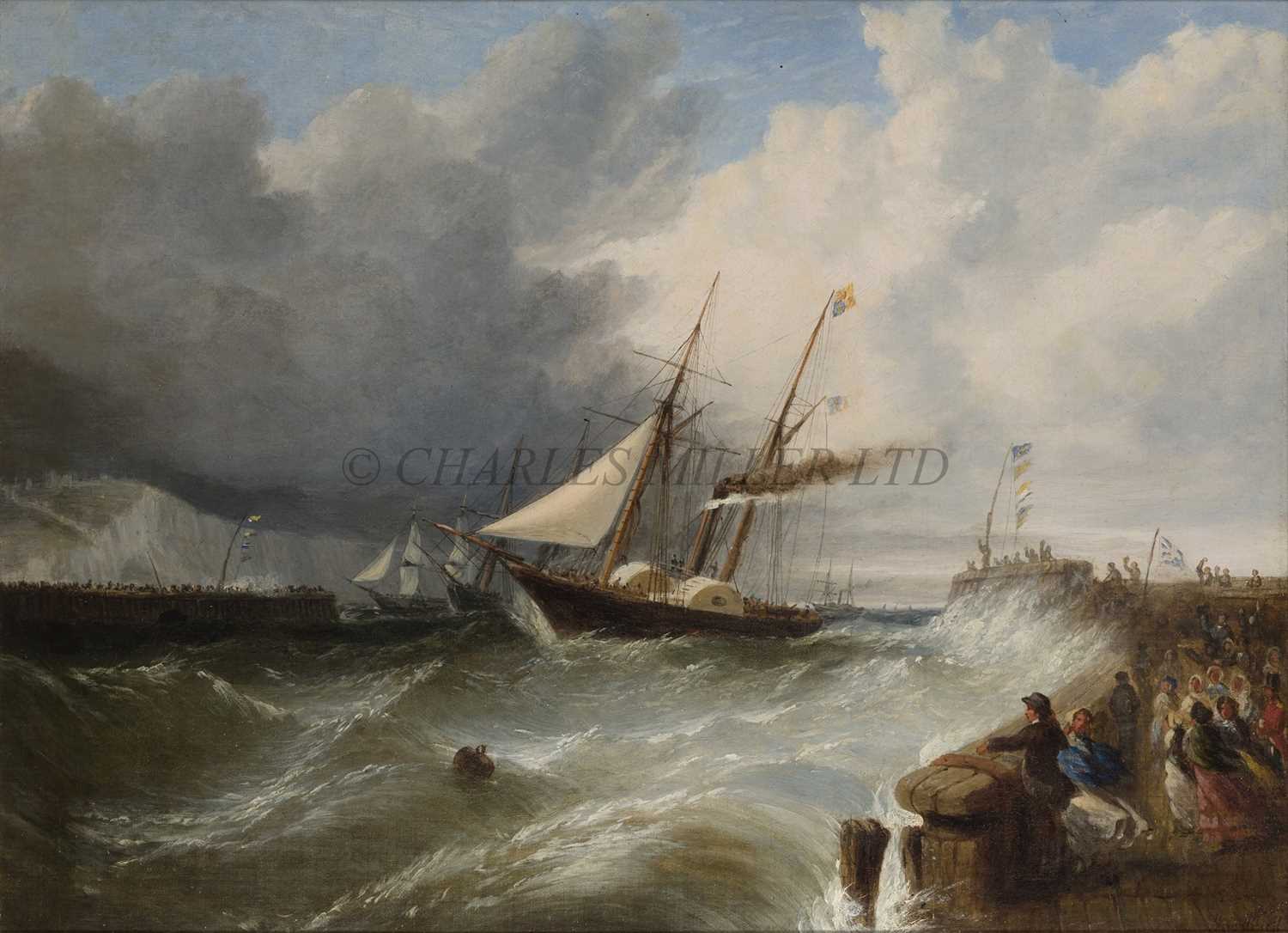Lot 219 - WILLIAM ADOLPHUS KNELL (BRITISH, 1805-1875) The arrival of Prince Albert aboard the P.S. 'Ariel' at Dover en route to London for his marriage to Queen Victoria in 1840