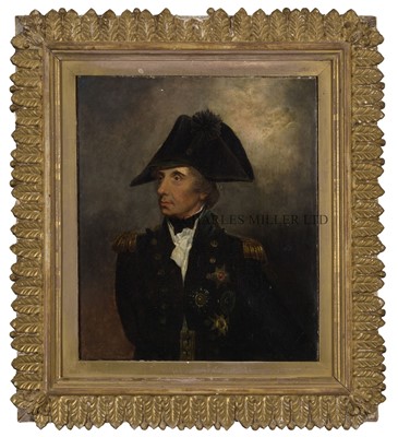 Lot 8 - ARTHUR WILLIAM DEVIS (BRITISH, 1762-1822) Lord Viscount Nelson in Vice-Admiral’s undress uniform, wearing a cocked hat with his bespoke green eye shade