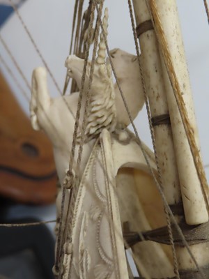 Lot 175 - A LARGE FULLY RESTORED NAPOLEONIC PRISONER-OF-WAR BONE SHIP MODEL FOR H.M.S. 'UNICORN'