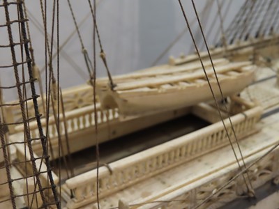Lot 175 - A LARGE FULLY RESTORED NAPOLEONIC PRISONER-OF-WAR BONE SHIP MODEL FOR H.M.S. 'UNICORN'
