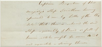 Lot 120 - LORD NELSON: AN AUTOGRAPH ORDER REGARDING INFESTED BREAD
