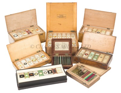 Lot 244 - EIGHT BOXES OF MICROSCOPE SLIDES, 19TH AND 20TH CENTURY