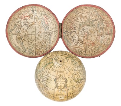 Lot 252 - A FINE 2¾IN. POCKET GLOBE BY NATHANIEL HILL, CIRCA 1754