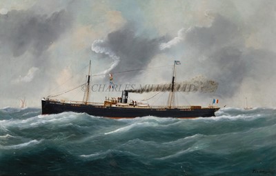 Lot 46 - MARIE EDOUARD ADAM (FRENCH 1847-1929) The Beck Line steam ship 'Beck Frères'