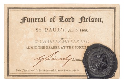 Lot 122 - A TICKET TO LORD NELSON'S FUNERAL, ST. PAUL'S, JANUARY 9, 1806