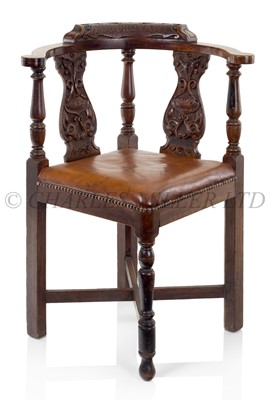 Lot 150 - A GOODALL, LAMB & HEIGHWAY CORNER CHAIR MADE FROM THE TIMBER OF H.M.S. 'FOUDROYANT'