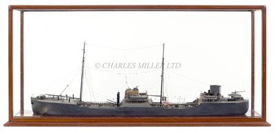 Lot 80 - A HISTORICALLY INTERESTING CONTEMPORARY 1:160 SCALE WATERLINE MODEL OF THE ILL-FATED TANKER 'REGENT TIGER', TORPEDOED 8TH SEPTEMBER 1939