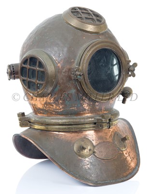 Lot 206 - A THREE-BOLT SHALLOW DIVING HELMET BY C.E. HEINKE CO. LTD, LONDON, CIRCA 1950